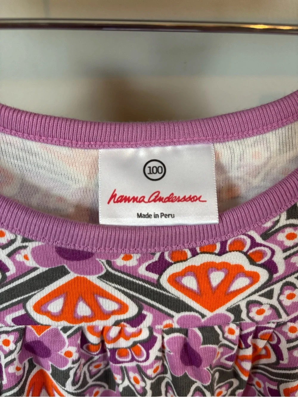 Hanna Andersson Purple Dress with Orange & Pink Floral Pattern